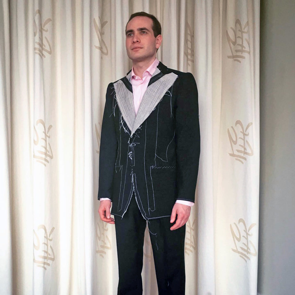 Matt spasier getting tailored for a wedding suit