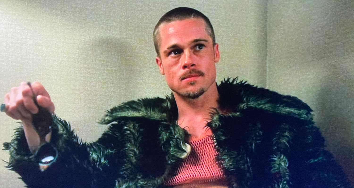 Fight Club Brad Pitt Red Leather Jacket | Feather Skin