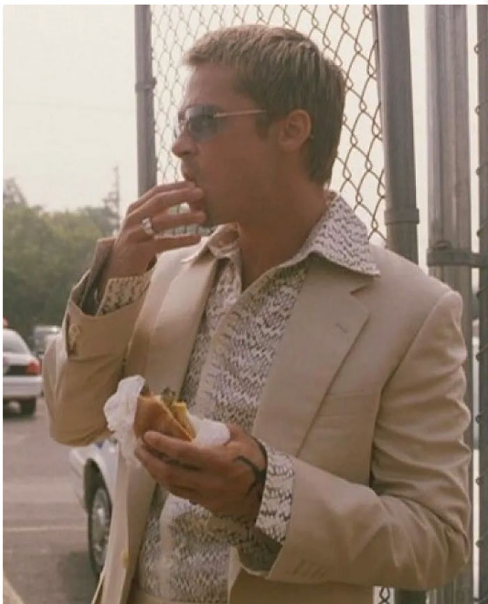 Brad Pitt in an Anto Snakeskin shirt