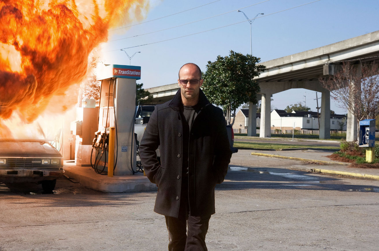 The Mechanic Statham walking away from an explosion