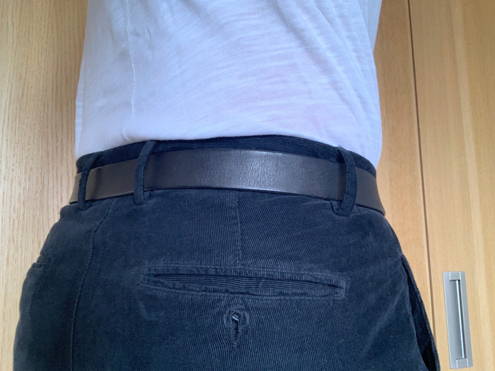 Cord Trousers from behind with belt