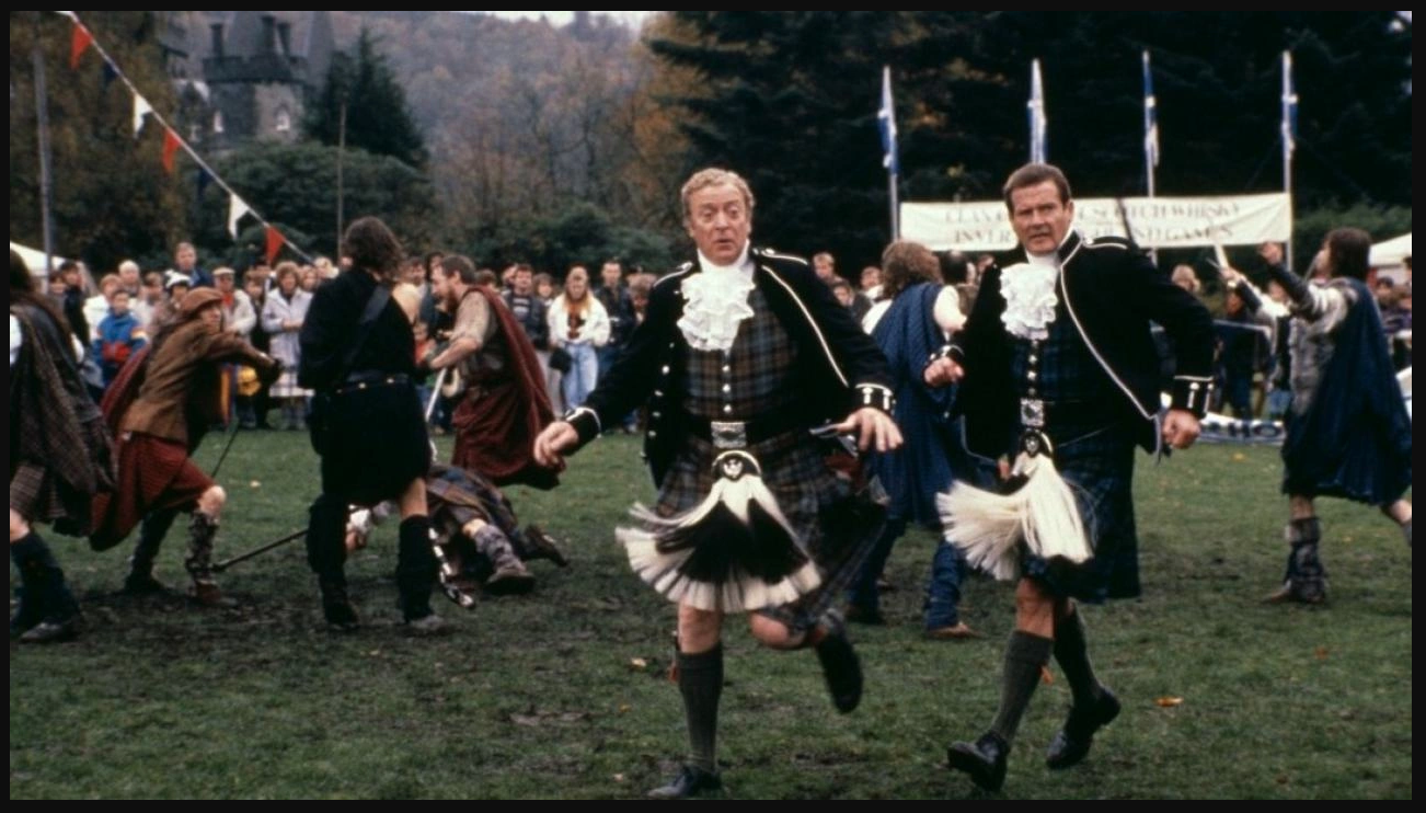 Bullseye moore and caine in kilts