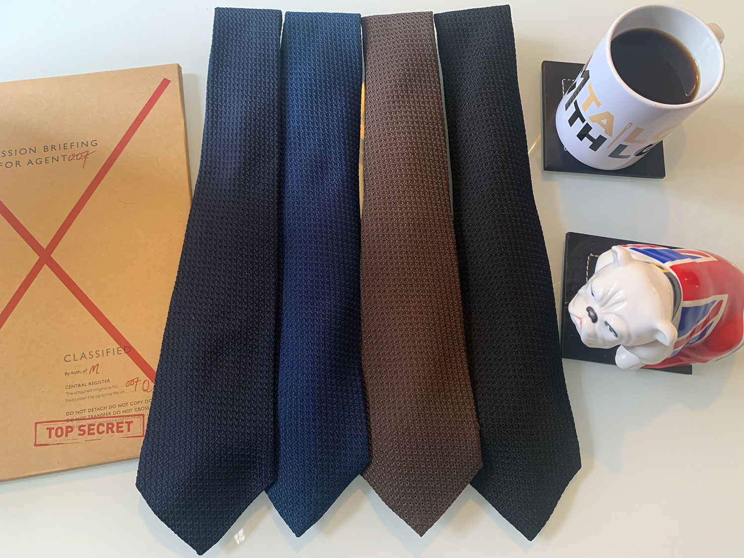 Grenadine ties from T&A flat lay