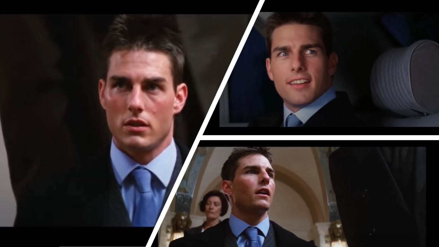 Timothy Everest chalkstripe suit Mission IMpossible Max scene